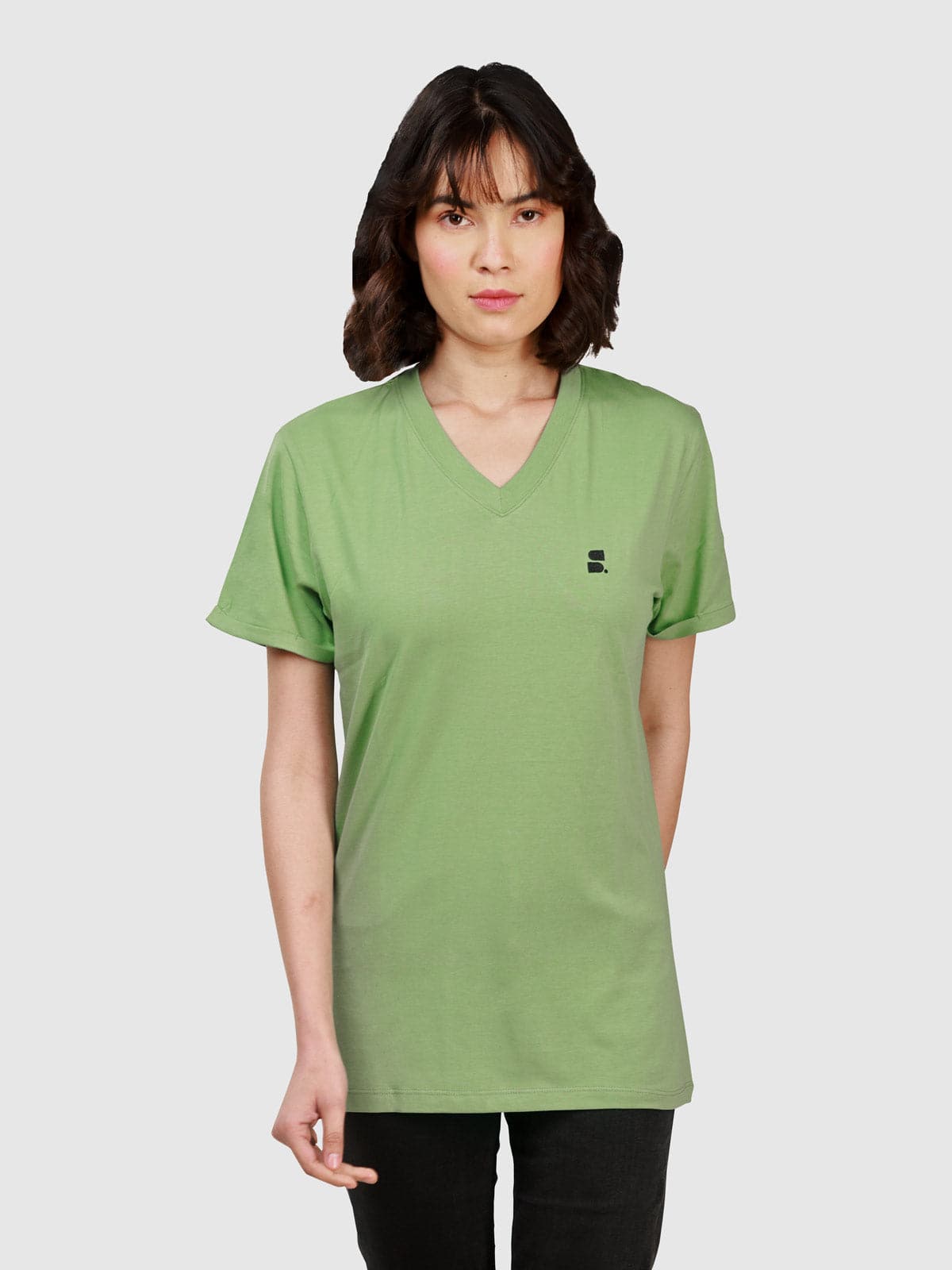 Women's Supima V-Neck: Green