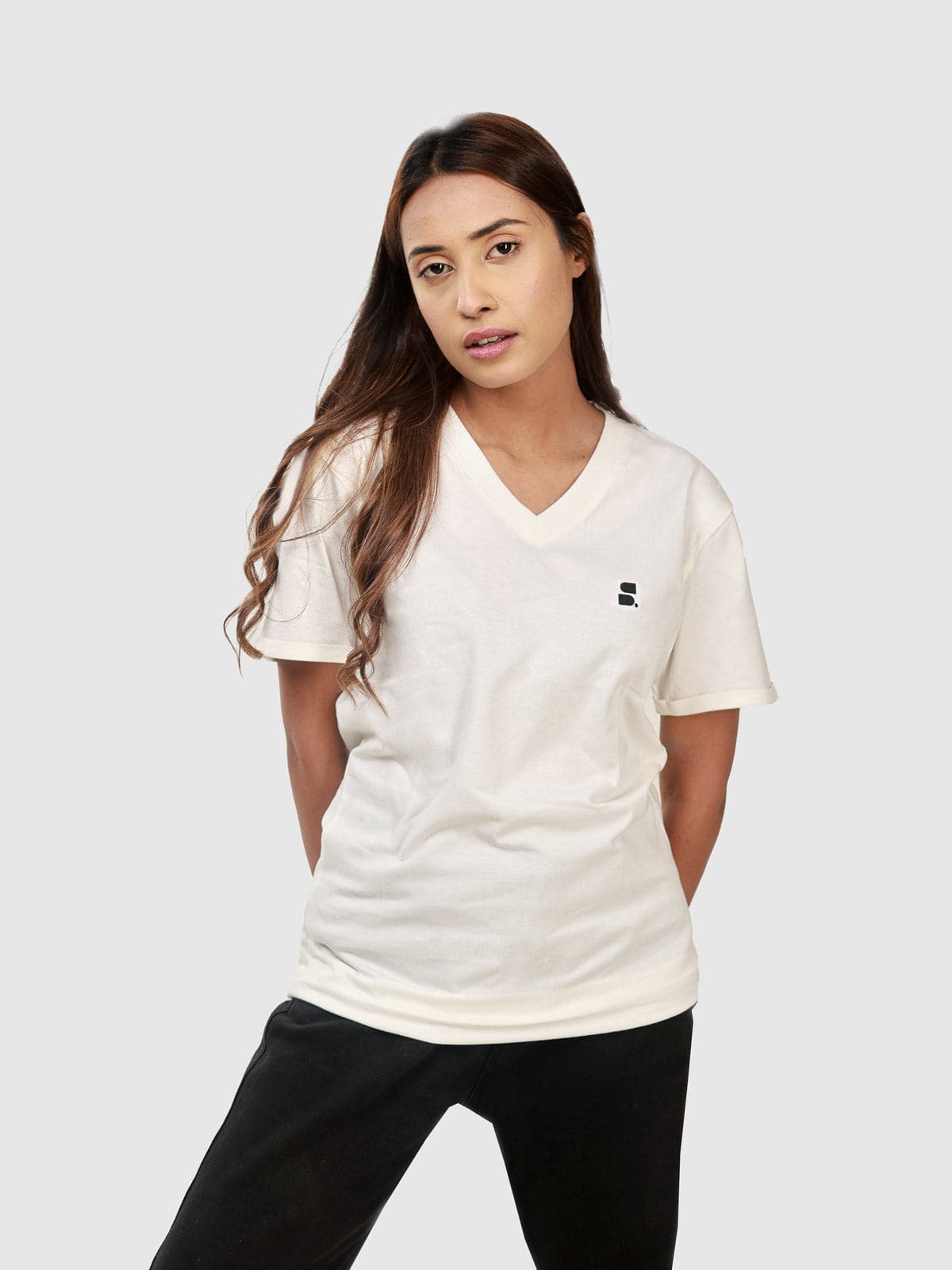 Women's Supima V-Neck: Coconut Milk