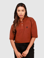 Women's Supima Cropped Polo: Brown
