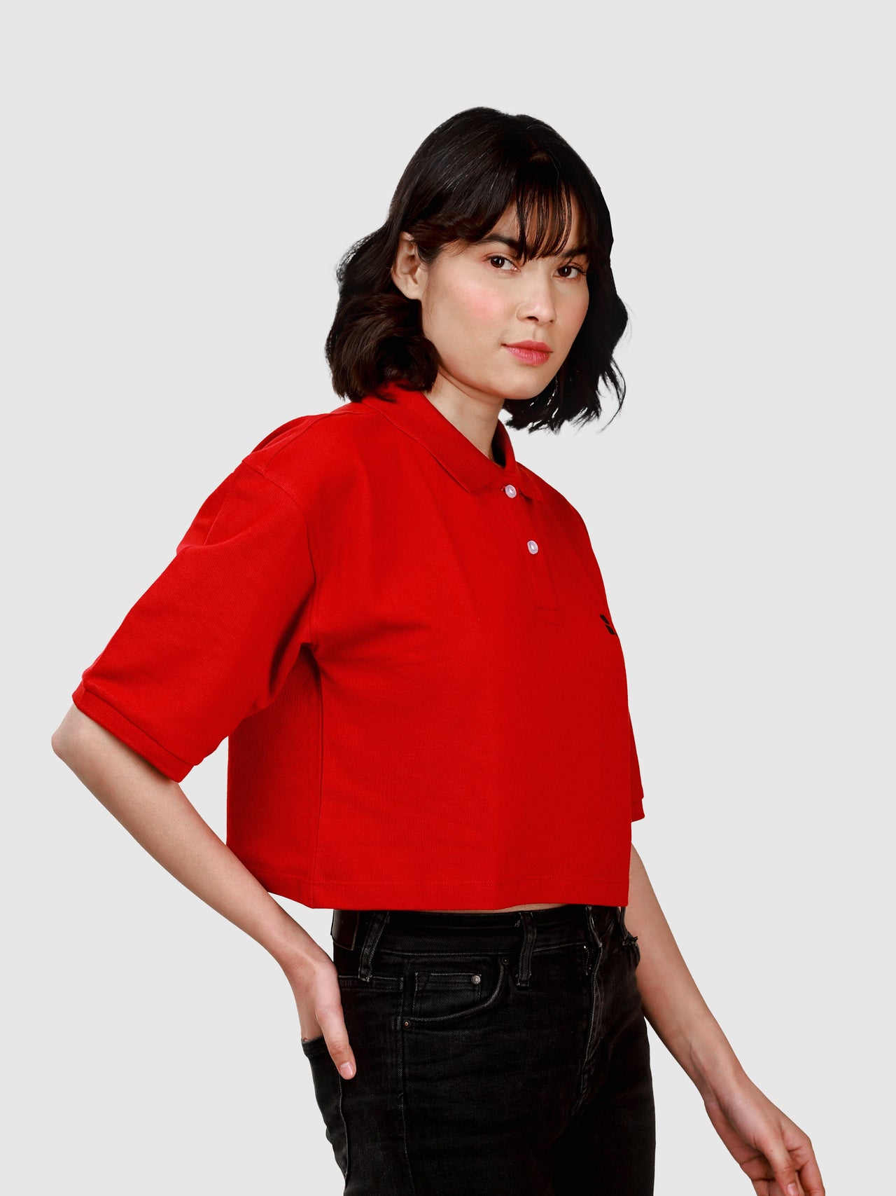 Women's Supima Cropped Polo: Maroon