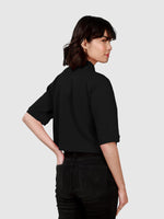Women's Supima Cropped Polo: Black
