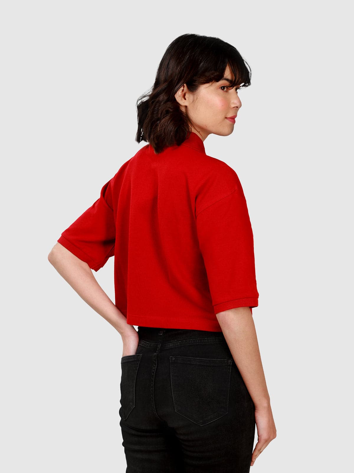 Women's Supima Cropped Polo: Maroon