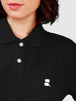 Women's Supima Cropped Polo: Black