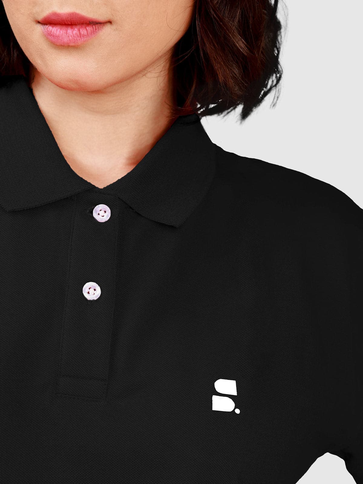 Women's Supima Cropped Polo: Black