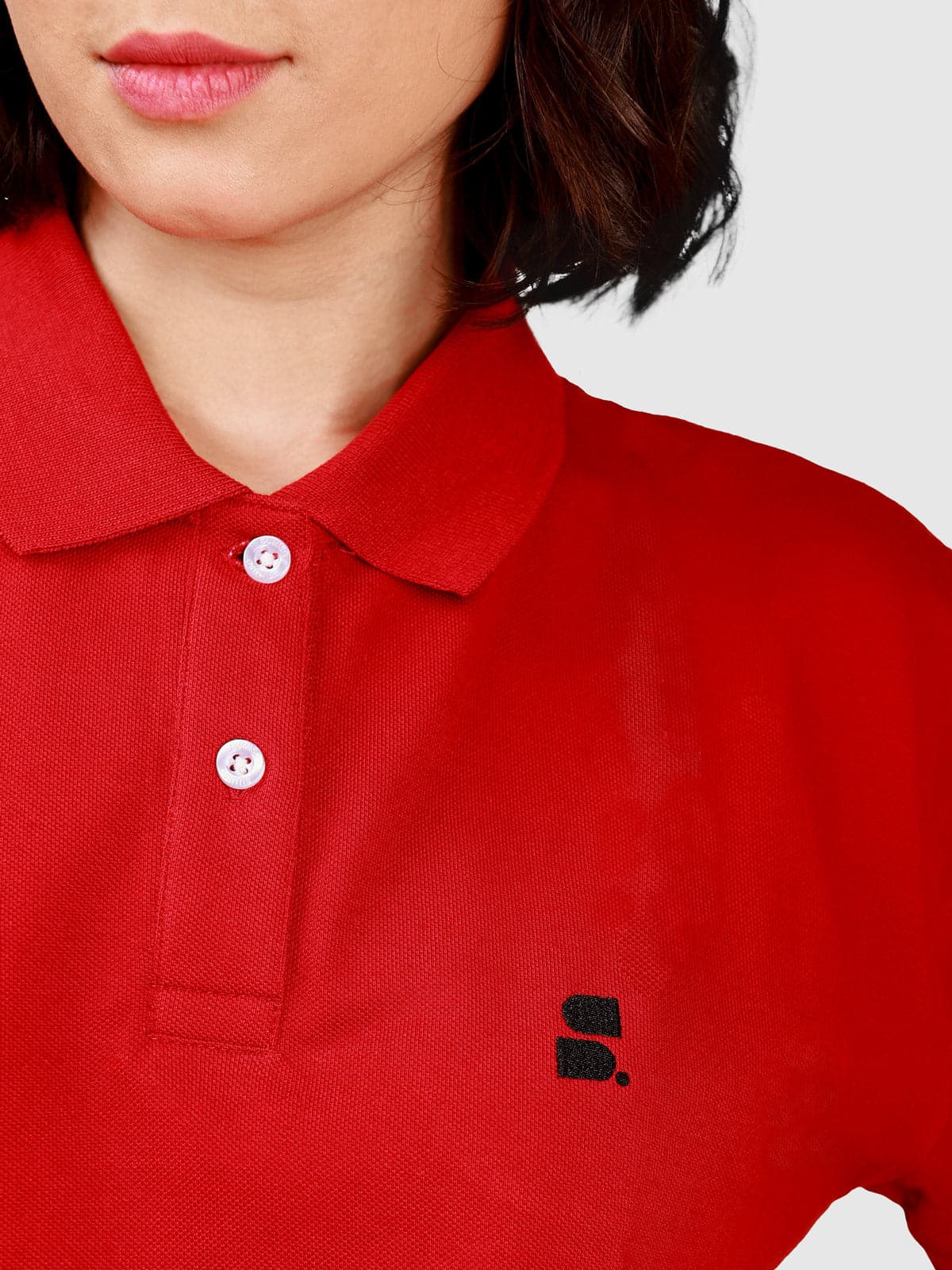 Women's Supima Cropped Polo: Maroon
