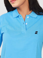 Women's Supima Cropped Polo: Light Blue