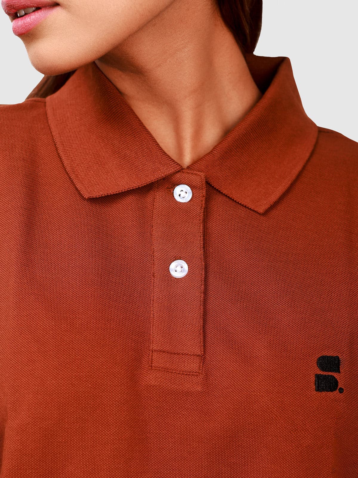 Women's Supima Cropped Polo: Brown