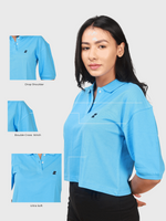 Supima Cropped Polo: Light Blue
