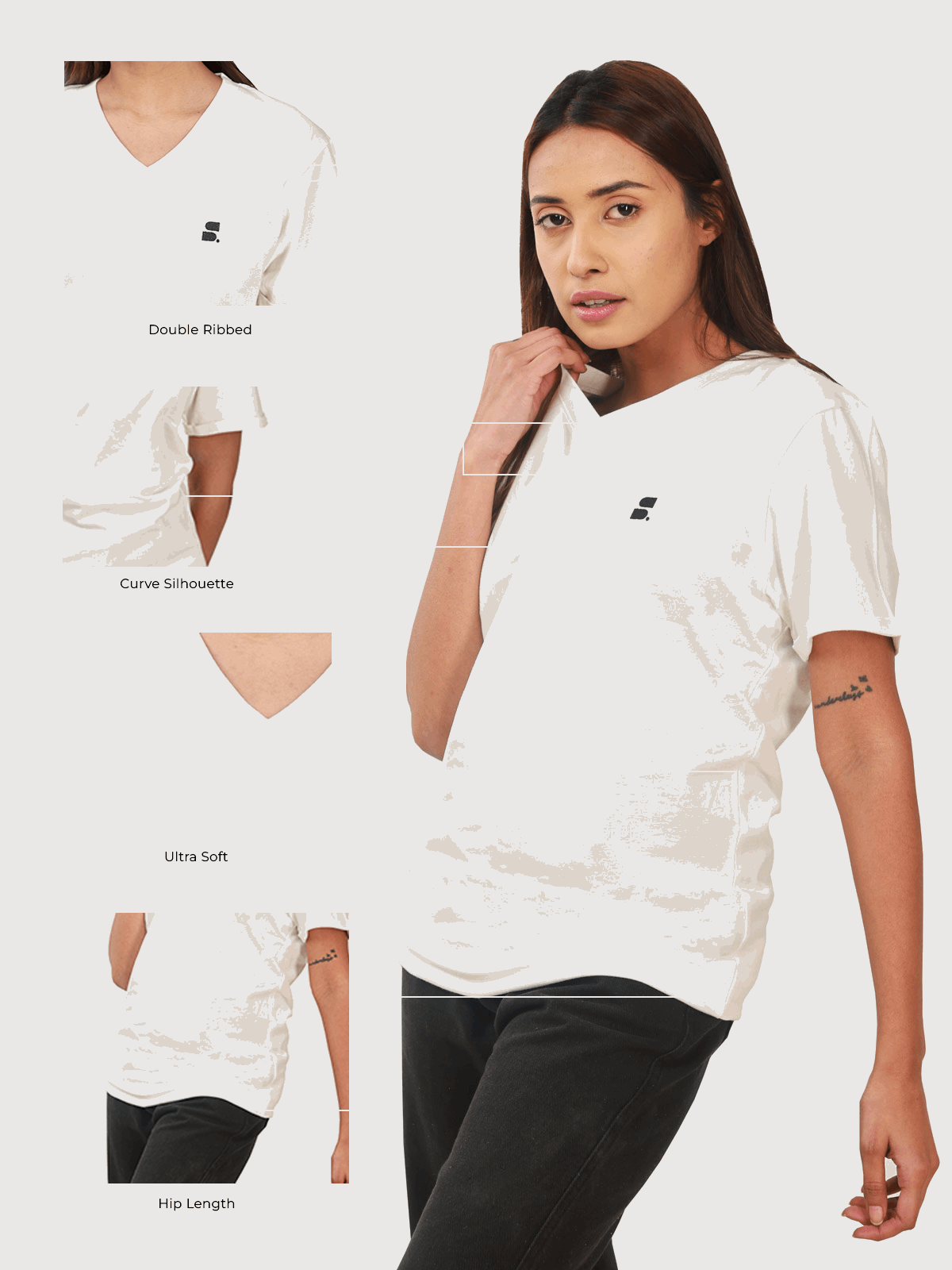Supima V-Neck: Coconut Milk
