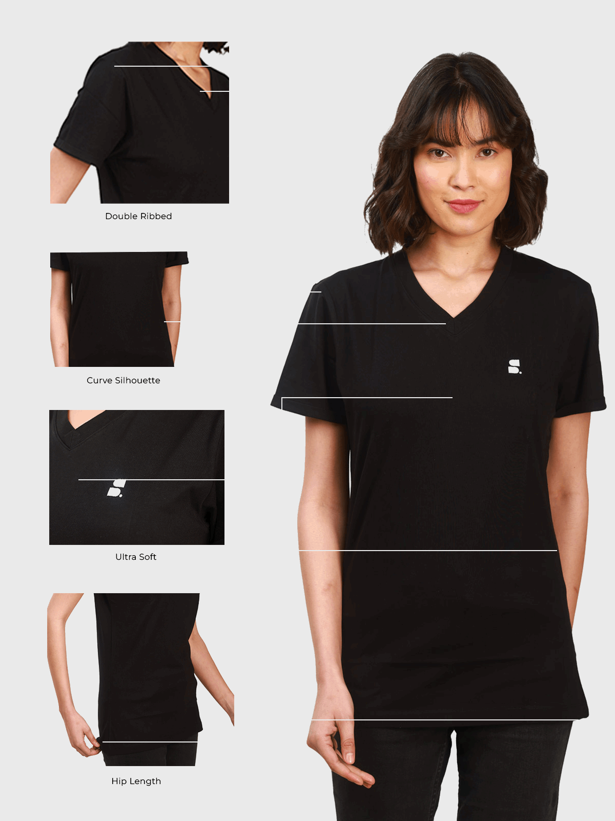 Supima V-Neck: Black