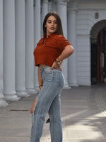 Supima Cropped Polo: Brown