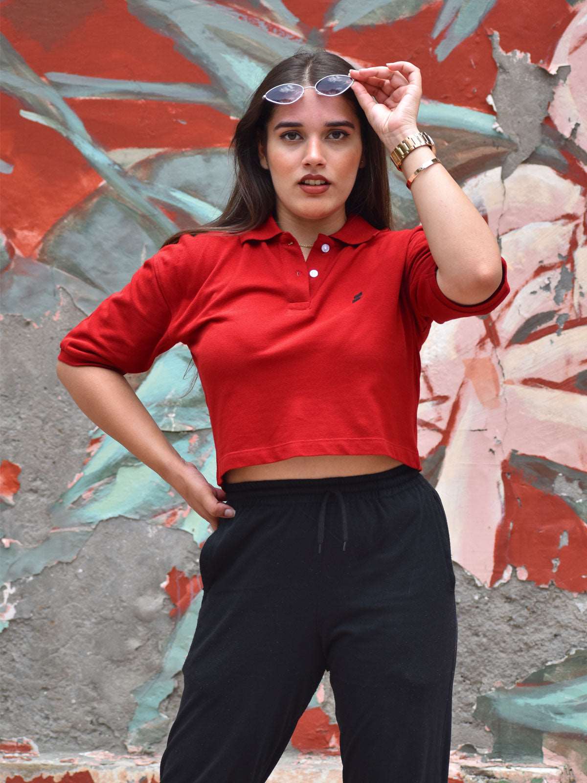 Supima Cropped Polo: Maroon