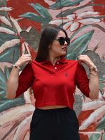 Supima Cropped Polo: Maroon