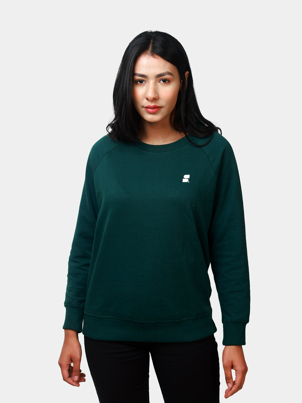 Women's Recycled Cotton Sweatshirt: Dark Green