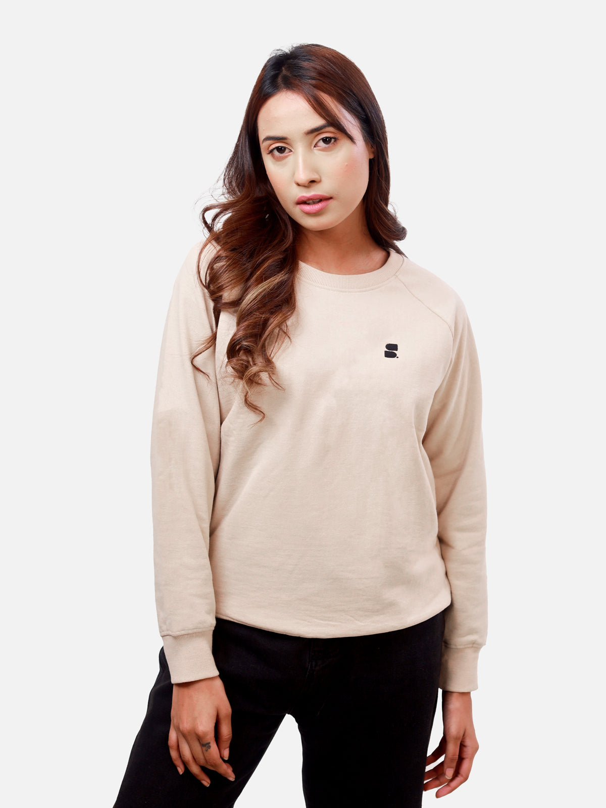 Women's Recycled Cotton Sweatshirt: Beige