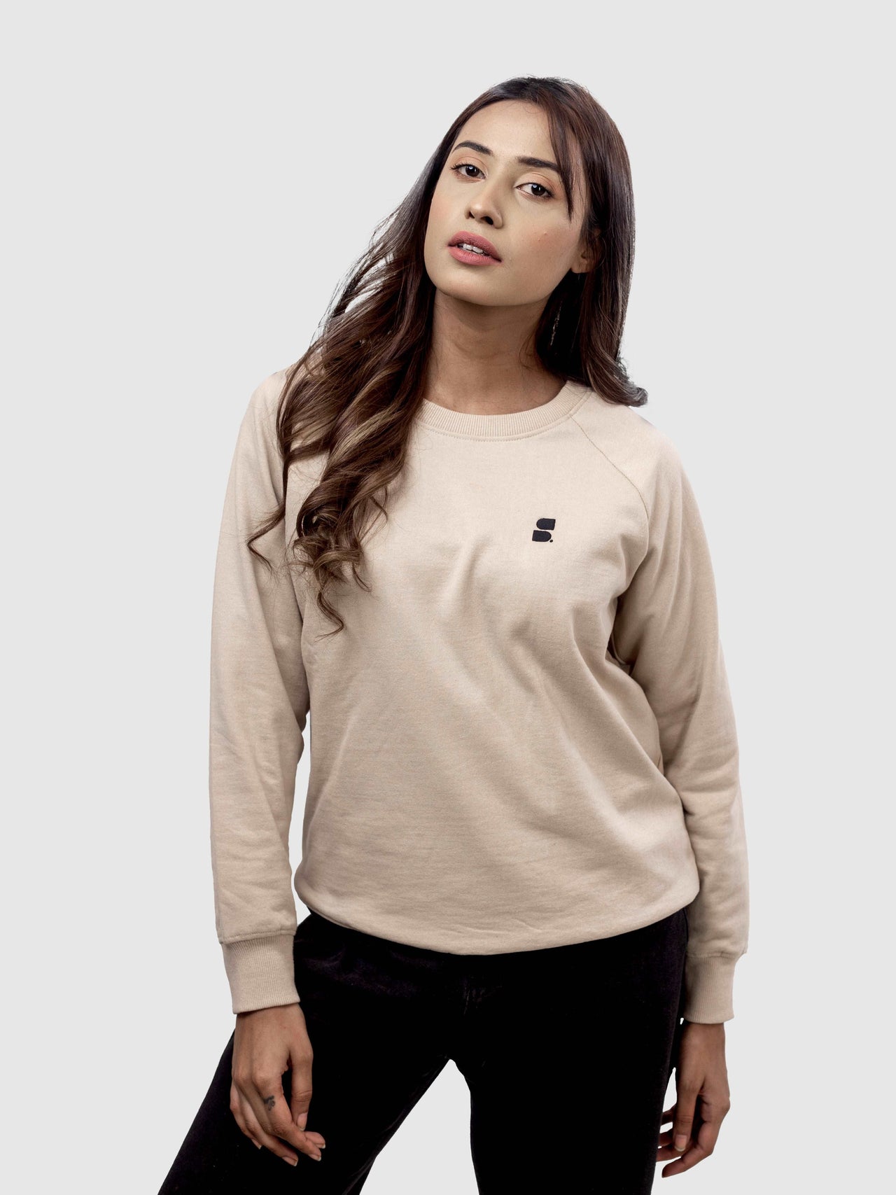 Women's Recycled Cotton Sweatshirt: Beige