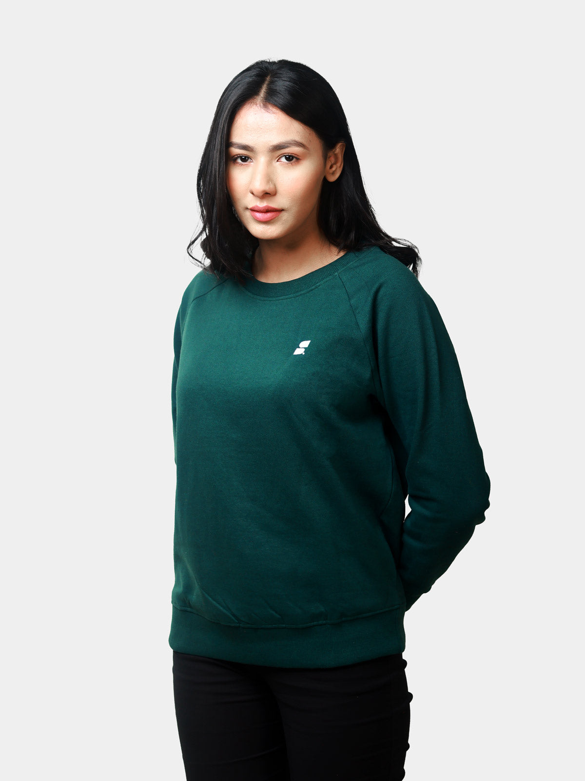 Women's Recycled Cotton Sweatshirt: Dark Green