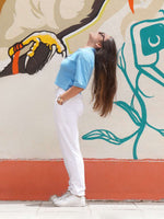 Supima Cropped Polo: Light Blue